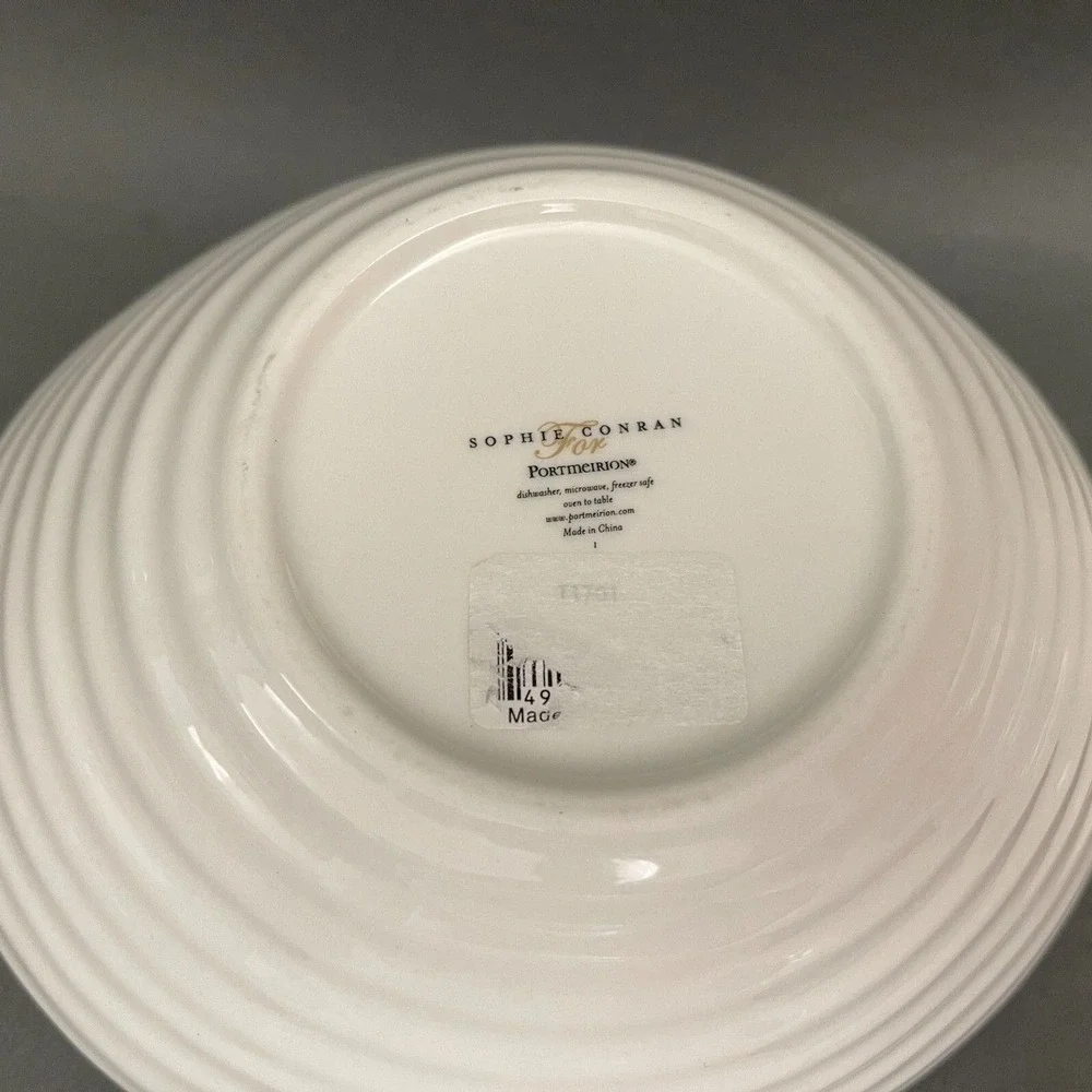Sophie Conran Portmeirion White Soup‎ Cereal Bowls Ribbed Lot of 4